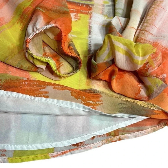 Soft Works 🇨🇦 balloon sleeve blouse,sz LARGE boho ,Multicolor,artsy,semi sheer - Picture 12 of 13